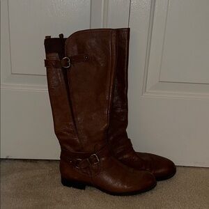 Naturalizer Brown Heeled Boots with Equestrian Design